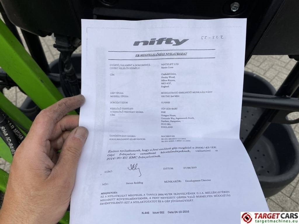 Személyemelő Niftylift HR17NE MK4 Electric Articulated Boom Work Lift 17M: 48 kép.