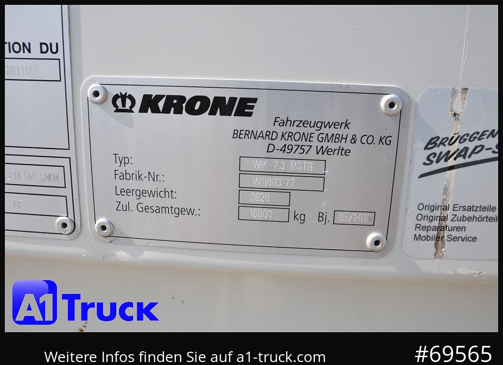 KRONE Wechselbrücke BDF 7,45 Koffer, Textil 2750mm innen, 20 x vorhanden - Doboz felépitmény: 4 kép. KRONE Wechselbrücke BDF 7,45 Koffer, Textil 2750mm innen, 20 x vorhanden - Doboz felépitmény: 4 kép.