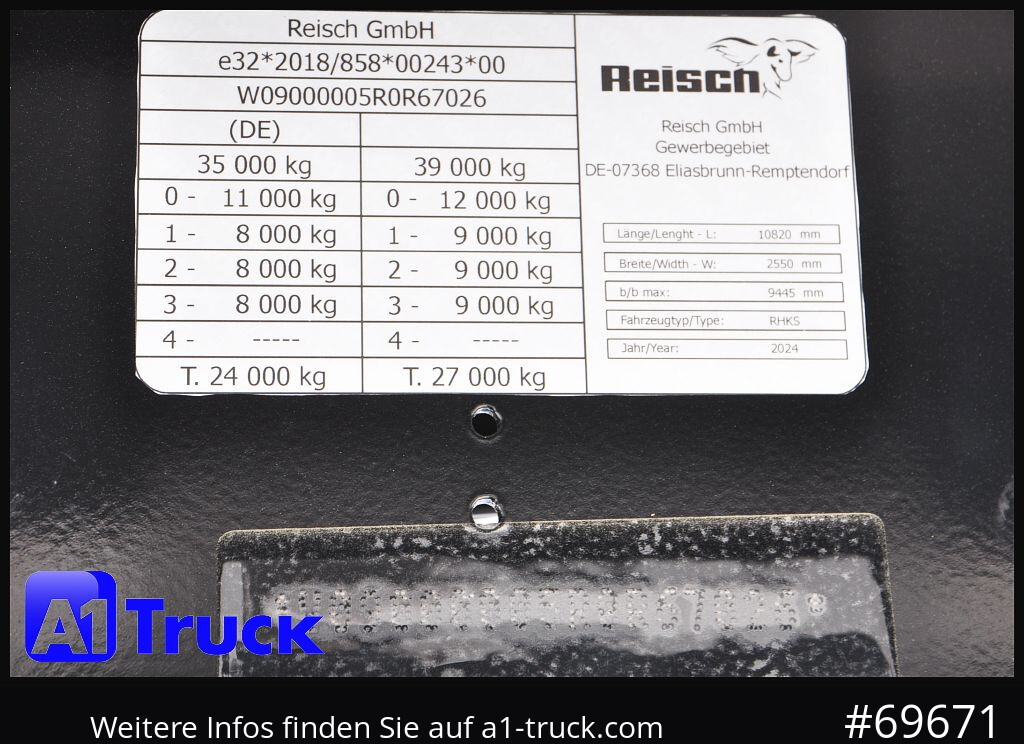 Új Félpótkocsi billenőplatós REISCH RHKS, Alu-Kippmulde 52m³, Kombitüren, Alufelgen, Liftachse,: 7 kép.