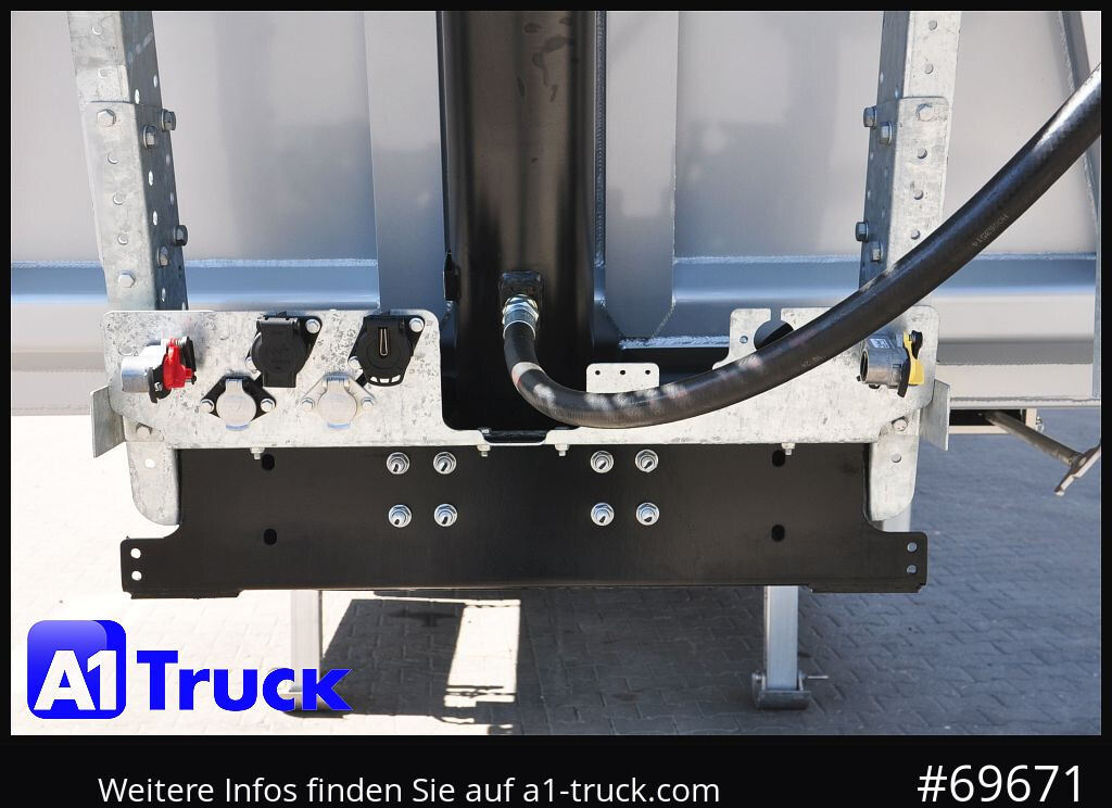 REISCH RHKS, Alu-Kippmulde 52m³, Kombitüren, Alufelgen, Liftachse, - Félpótkocsi billenőplatós: 4 kép. REISCH RHKS, Alu-Kippmulde 52m³, Kombitüren, Alufelgen, Liftachse, - Félpótkocsi billenőplatós: 4 kép.