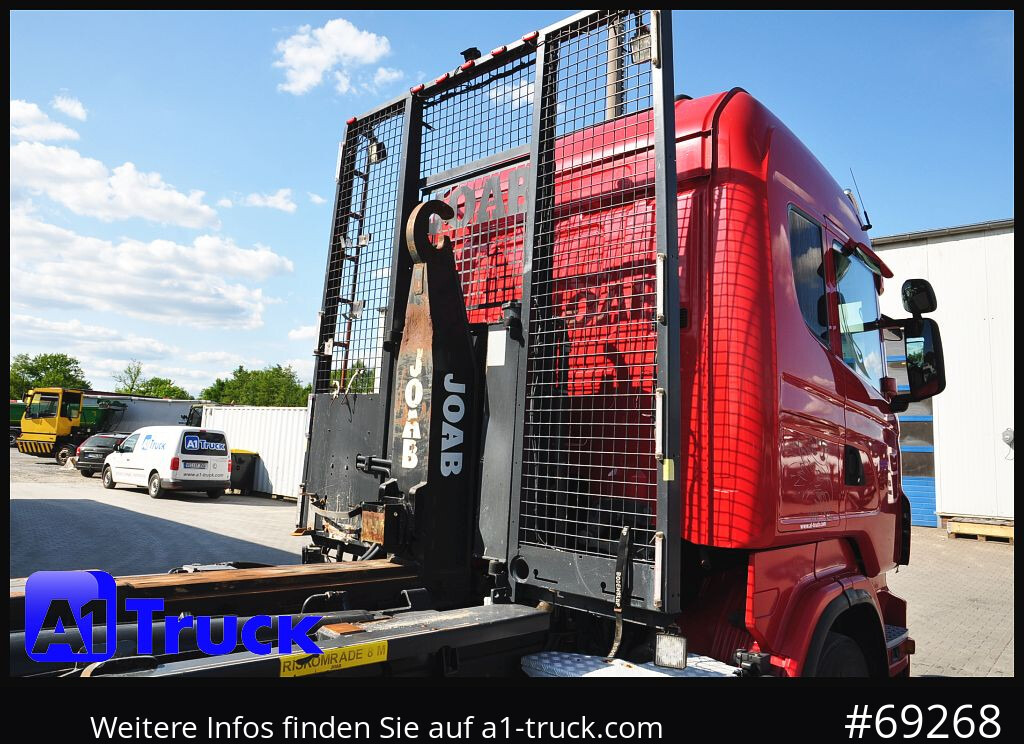 SCANIA R480, Abrollkipper Joab, 8x4, Lift-Lenkachse, - Horgos rakodó teherautó: 4 kép. SCANIA R480, Abrollkipper Joab, 8x4, Lift-Lenkachse, - Horgos rakodó teherautó: 4 kép.