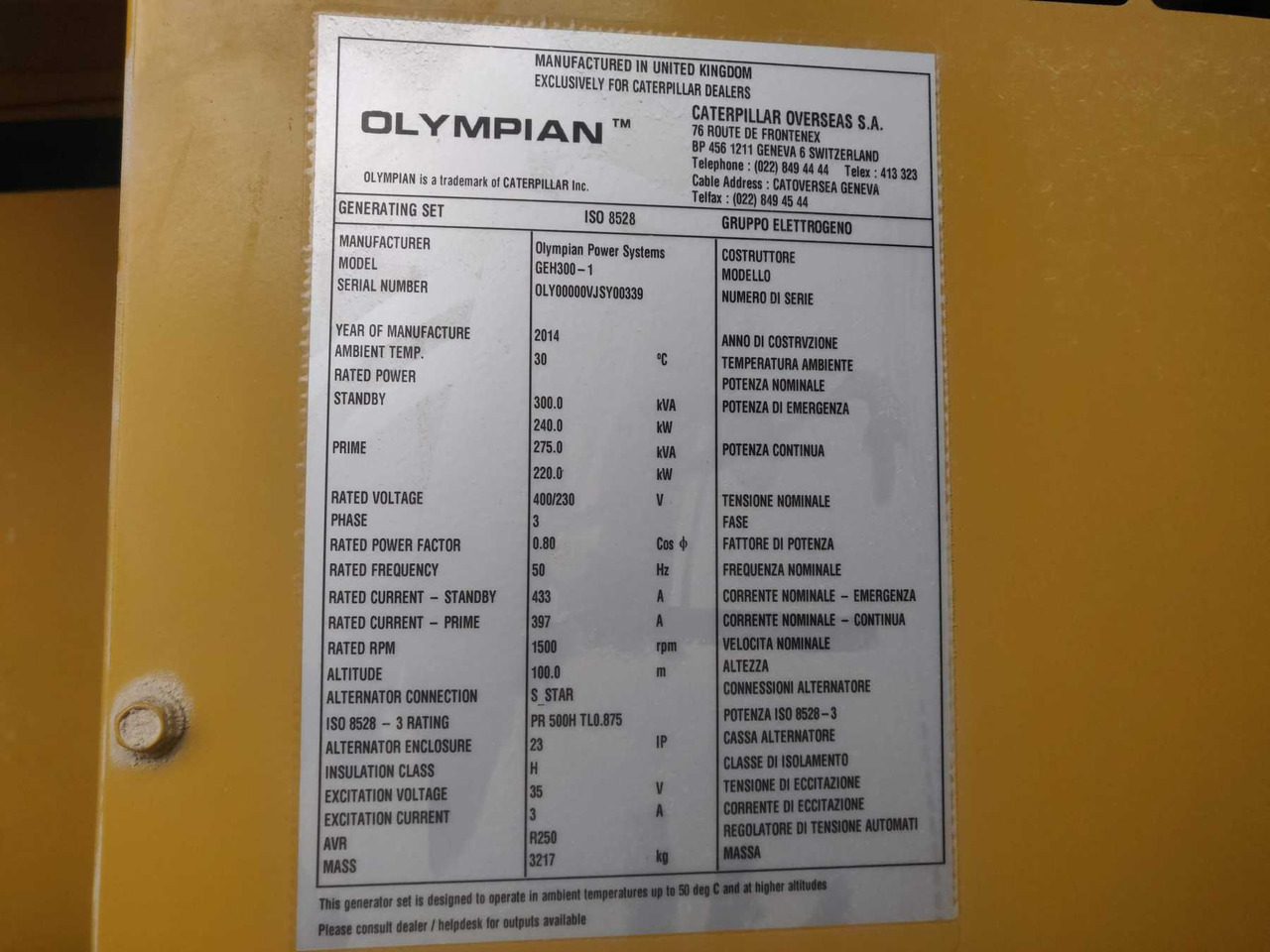 Caterpillar Olympian GEH300-1 - Áramfejlesztő: 2 kép. Caterpillar Olympian GEH300-1 - Áramfejlesztő: 2 kép.