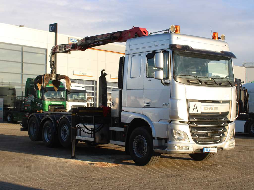 DAF XF 460, EURO 6, 8X2, 2X LIFT AXLE, PALFINGER S260Z96 - Horgos rakodó teherautó, Darus autó: 3 kép. DAF XF 460, EURO 6, 8X2, 2X LIFT AXLE, PALFINGER S260Z96 - Horgos rakodó teherautó, Darus autó: 3 kép.