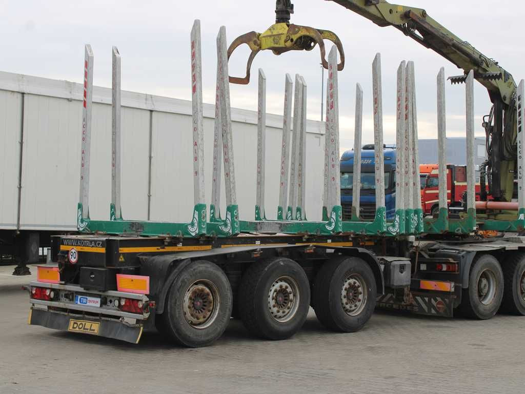 DOLL H3S-14H9, SAF, 2X LIFTING AXLE, EXPANDABLE - Rönkszállító félpótkocsi: 3 kép. DOLL H3S-14H9, SAF, 2X LIFTING AXLE, EXPANDABLE - Rönkszállító félpótkocsi: 3 kép.