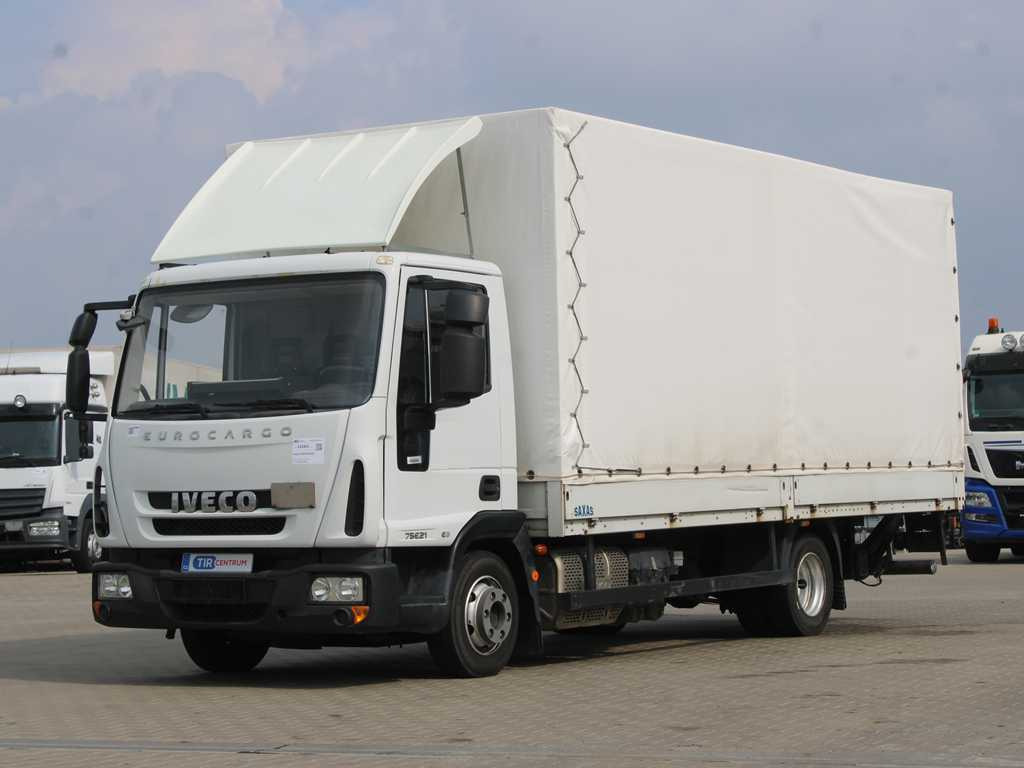 Iveco EUROCARGO 75E21, EURO 6, SIDE BOARD, HYDRAULIC FRONT, TIRES 80% - Ponyvás teherautó: 1 kép. Iveco EUROCARGO 75E21, EURO 6, SIDE BOARD, HYDRAULIC FRONT, TIRES 80% - Ponyvás teherautó: 1 kép.
