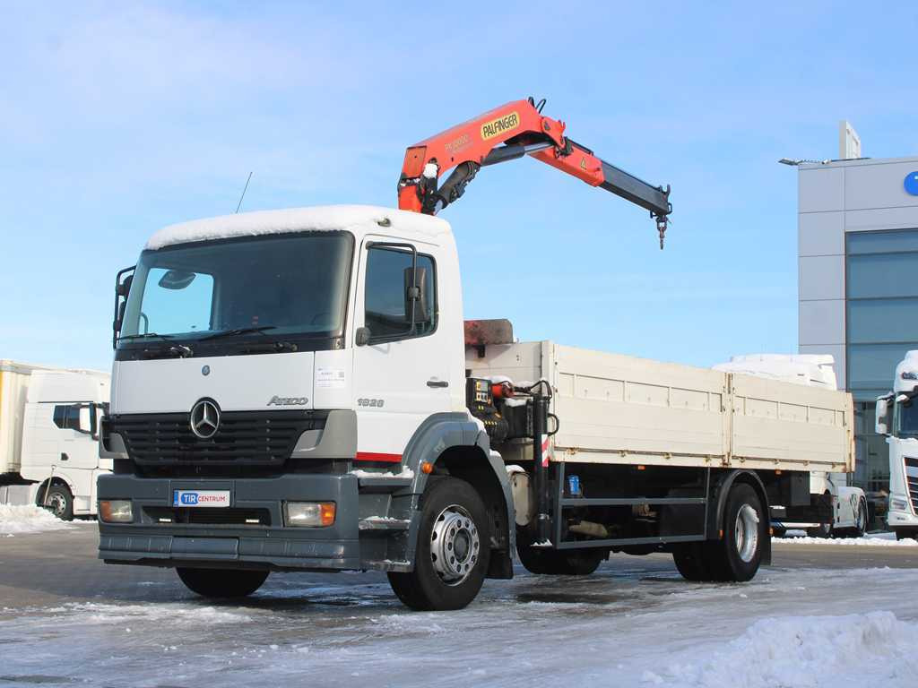 Mercedes-Benz ATEGO 1828, EURO 5, SIDE BOARD, HYDRAULIC ARM PALFINGER PK10000 - Platós teherautó, Darus autó: 1 kép. Mercedes-Benz ATEGO 1828, EURO 5, SIDE BOARD, HYDRAULIC ARM PALFINGER PK10000 - Platós teherautó, Darus autó: 1 kép.