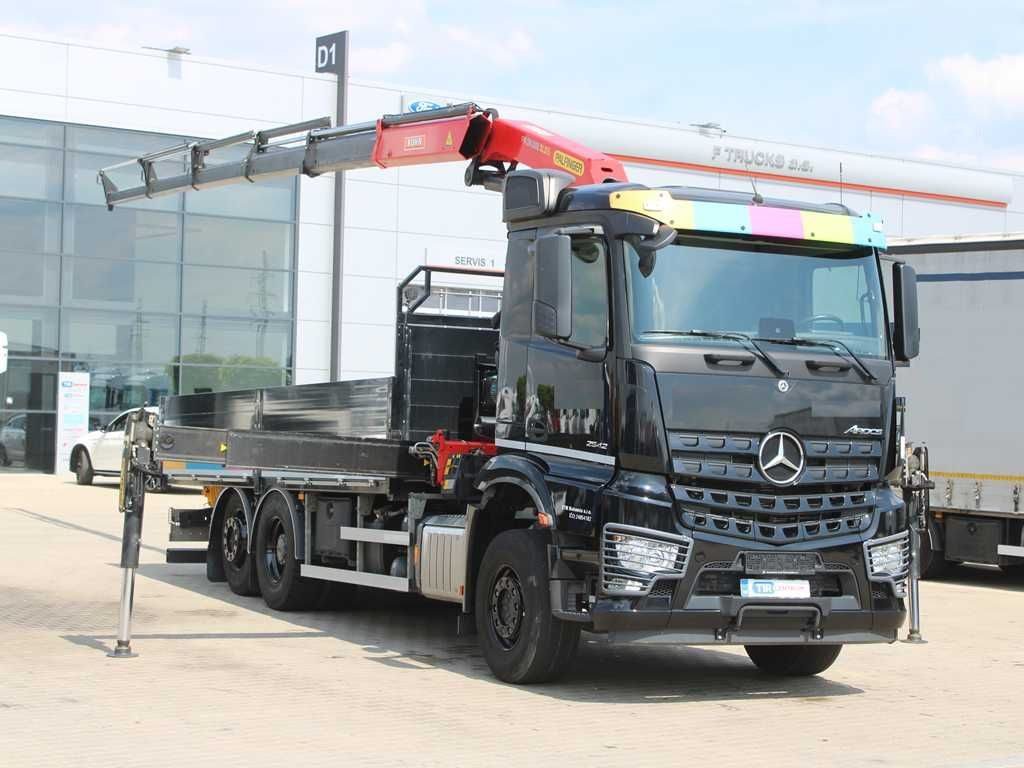 Mercedes-Benz Arocs 2542, 6X2, EURO 6, CAMERA, PALFINGER PK 24 - Platós teherautó, Darus autó: 2 kép. Mercedes-Benz Arocs 2542, 6X2, EURO 6, CAMERA, PALFINGER PK 24 - Platós teherautó, Darus autó: 2 kép.