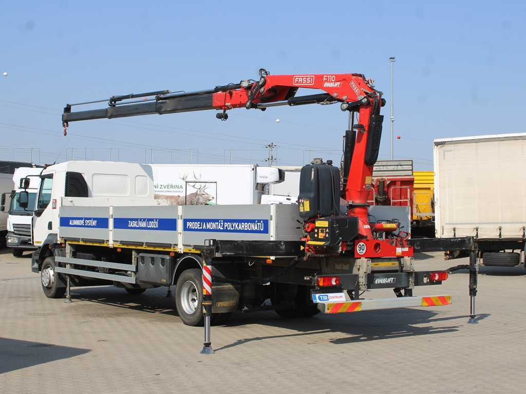 Renault D 250, EURO 6, SIDE, HYDRAULIC ARM FASSI F110 - Platós teherautó, Darus autó: 5 kép. Renault D 250, EURO 6, SIDE, HYDRAULIC ARM FASSI F110 - Platós teherautó, Darus autó: 5 kép.