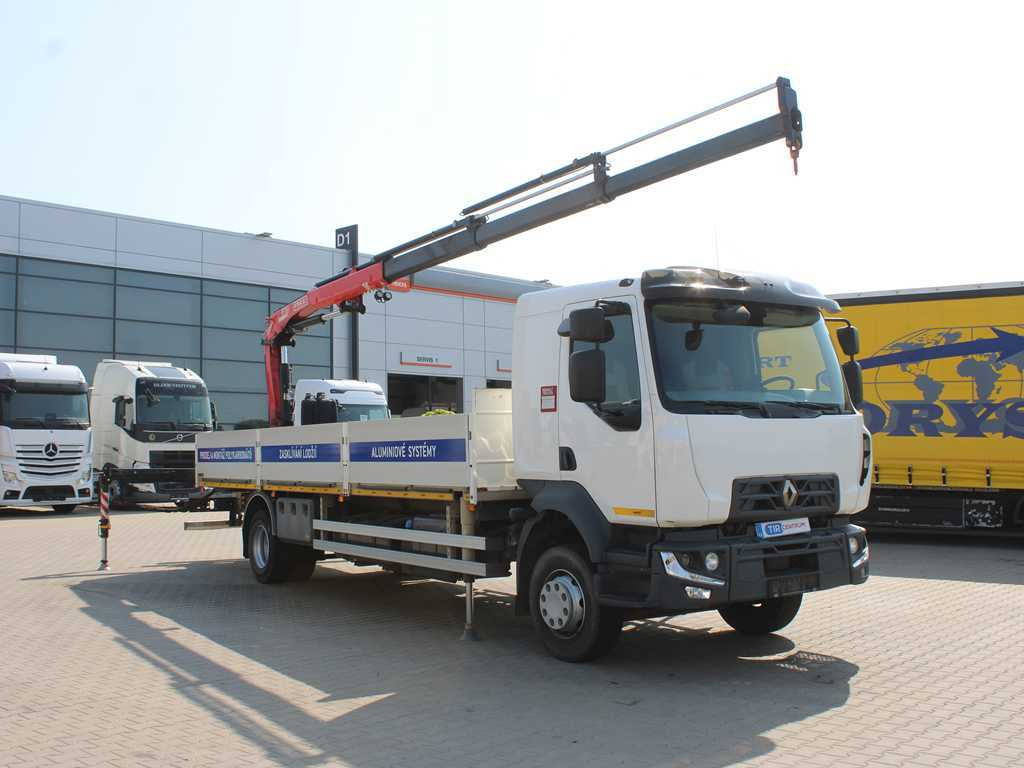 Renault D 250, EURO 6, SIDE, HYDRAULIC ARM FASSI F110 - Platós teherautó, Darus autó: 3 kép. Renault D 250, EURO 6, SIDE, HYDRAULIC ARM FASSI F110 - Platós teherautó, Darus autó: 3 kép.