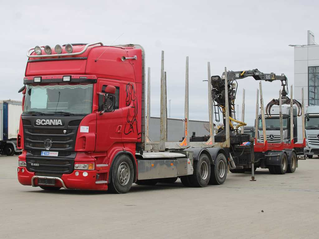 Scania R 480, HYDRAULIC ARM LHO L120Z(78), 6X4 - Rönkszállító teherautó, Darus autó: 1 kép. Scania R 480, HYDRAULIC ARM LHO L120Z(78), 6X4 - Rönkszállító teherautó, Darus autó: 1 kép.