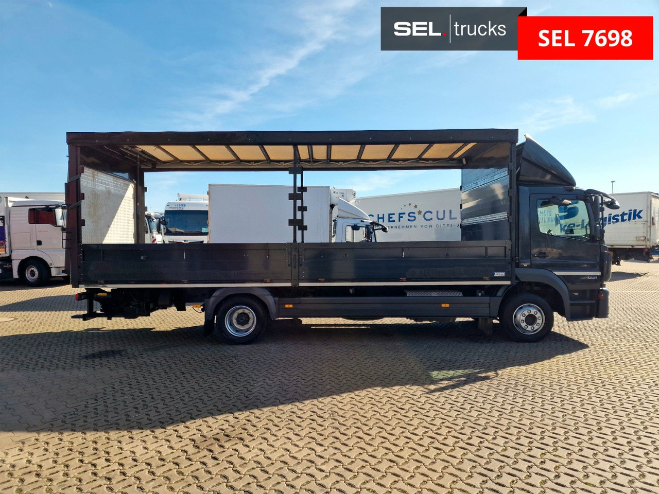 Mercedes-Benz Atego 1221 / Ladebordwand - Ponyvás teherautó: 4 kép. Mercedes-Benz Atego 1221 / Ladebordwand - Ponyvás teherautó: 4 kép.