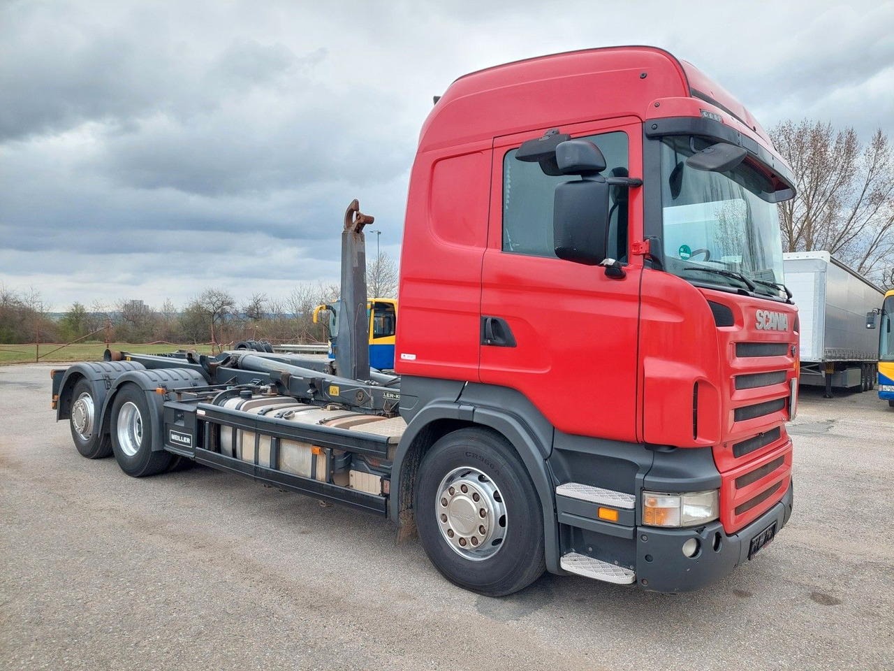 Scania R 400 LB 6x2/4 Meiller RK 20.65 - Horgos rakodó teherautó: 4 kép. Scania R 400 LB 6x2/4 Meiller RK 20.65 - Horgos rakodó teherautó: 4 kép.