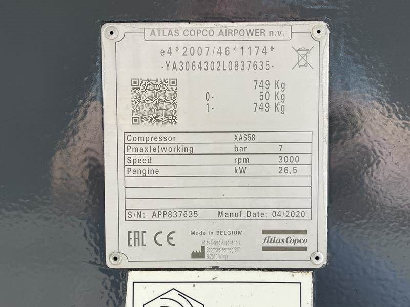 Atlas-Copco XAS 58 KD - Légkompresszor: 5 kép. Atlas-Copco XAS 58 KD - Légkompresszor: 5 kép.