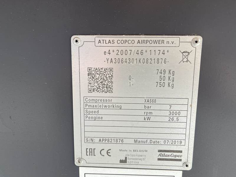Atlas-Copco XAS 68 KD - N WHEELS W.B. DIN EYE - Légkompresszor: 5 kép. Atlas-Copco XAS 68 KD - N WHEELS W.B. DIN EYE - Légkompresszor: 5 kép.