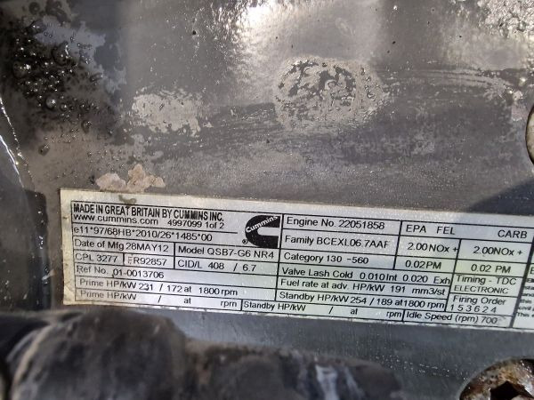 Cummins QSB7-G6 NR4 CPL3277 Engine (Plant) - Motor - Építőipari gépek: 2 kép. Cummins QSB7-G6 NR4 CPL3277 Engine (Plant) - Motor - Építőipari gépek: 2 kép.