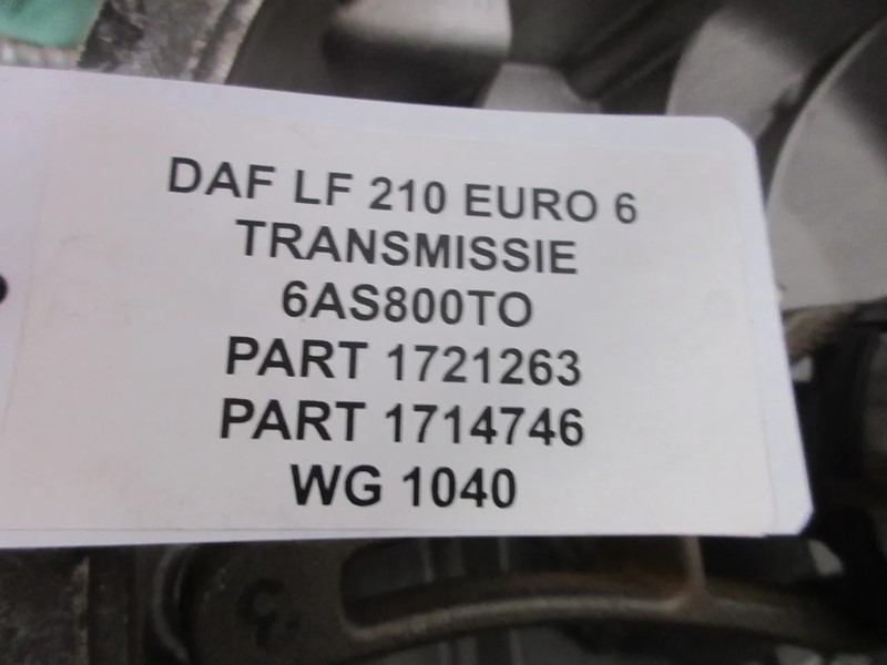DAF 1721263 // 1714746 // 6AS800TO TRANSMISSIE DAF LF 210 EURO 6 MODEL 2020 - Sebességváltó - Teherautó: 5 kép. DAF 1721263 // 1714746 // 6AS800TO TRANSMISSIE DAF LF 210 EURO 6 MODEL 2020 - Sebességváltó - Teherautó: 5 kép.