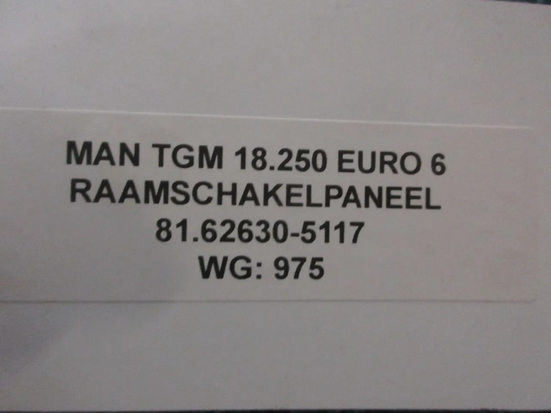 MAN 81.62630-5117 RAAMMODULEN LINKS MAN TGM 18.250 EURO 6 MODEL 2024 - Elektromos rendszer - Teherautó: 5 kép. MAN 81.62630-5117 RAAMMODULEN LINKS MAN TGM 18.250 EURO 6 MODEL 2024 - Elektromos rendszer - Teherautó: 5 kép.