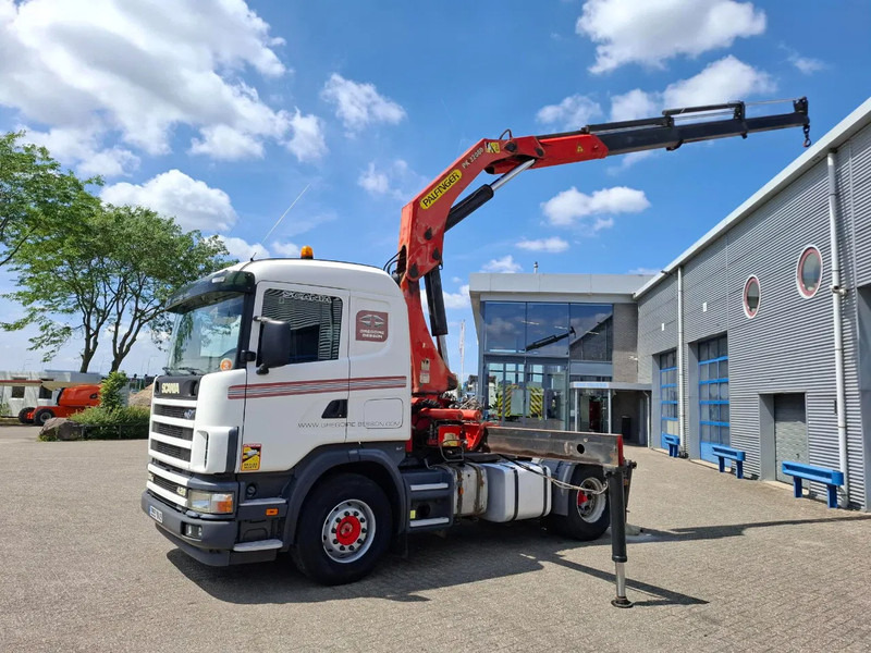 Scania 124G-420 / RETARDER / PALFINGER PK32080 / DOUBLE TANK / AIRCO / GOOD CONDITION / MANUAL / EURO-3 / 2004 - Darus autó: 2 kép. Scania 124G-420 / RETARDER / PALFINGER PK32080 / DOUBLE TANK / AIRCO / GOOD CONDITION / MANUAL / EURO-3 / 2004 - Darus autó: 2 kép.