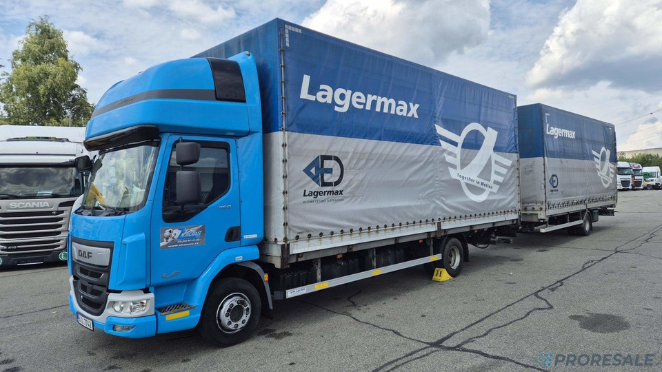 DAF LF 260 FA EURO 6 valník s plachtou + hydraulické čelo - prodejné jen s přívěsem GTS P0471Z - cena je za celou soupravu - Ponyvás teherautó: 2 kép. DAF LF 260 FA EURO 6 valník s plachtou + hydraulické čelo - prodejné jen s přívěsem GTS P0471Z - cena je za celou soupravu - Ponyvás teherautó: 2 kép.