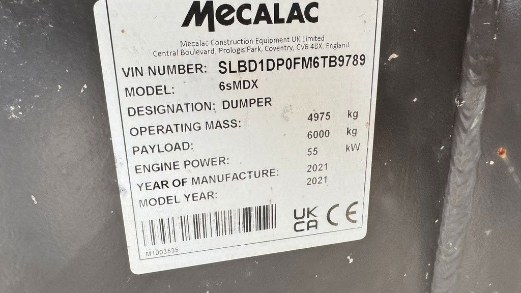 Minidömper Mecalac 6Smdx - 925 Hours - 2021 Year - AC: 12 kép. Minidömper Mecalac 6Smdx - 925 Hours - 2021 Year - AC: 12 kép.