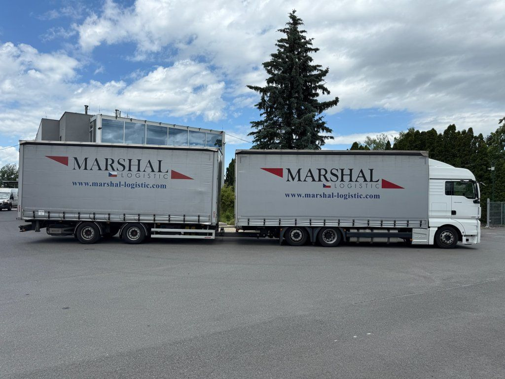 MAN TGX24.510 EURO 6 6x2 + Wecon - Ponyvás teherautó, Ponyvás pótkocsi: 2 kép. MAN TGX24.510 EURO 6 6x2 + Wecon - Ponyvás teherautó, Ponyvás pótkocsi: 2 kép.