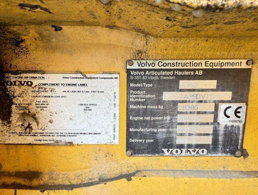 Csuklós dömper Volvo A35D: 8 kép.