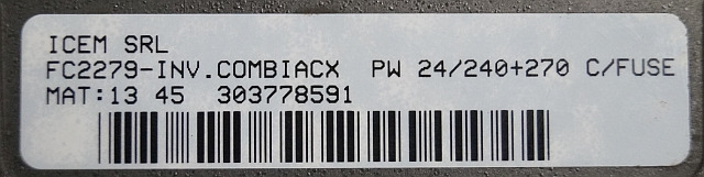 ICEM FC2279 | Controller ZAPI FC2279-INV. COMBIACX PW 24/240+270 C/FUSE sn. 13 4 - ECU - Anyagmozgató gép: 2 kép. ICEM FC2279 | Controller ZAPI FC2279-INV. COMBIACX PW 24/240+270 C/FUSE sn. 13 4 - ECU - Anyagmozgató gép: 2 kép.