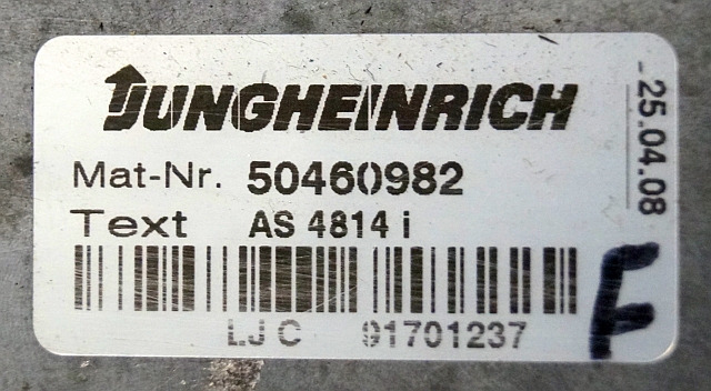 Jungheinrich 50460982 | Rij regeling Drive controller AS4814i sn.LJC91701237 - ECU - Anyagmozgató gép: 2 kép. Jungheinrich 50460982 | Rij regeling Drive controller AS4814i sn.LJC91701237 - ECU - Anyagmozgató gép: 2 kép.