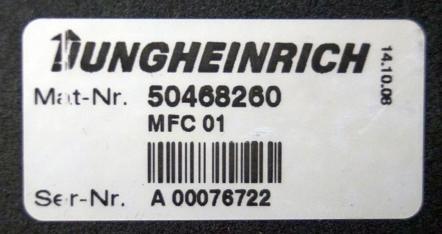 Jungheinrich 50468260 | MFC01 Brake sn A00076722 from ETV320 year 2008 - ECU - Anyagmozgató gép: 3 kép. Jungheinrich 50468260 | MFC01 Brake sn A00076722 from ETV320 year 2008 - ECU - Anyagmozgató gép: 3 kép.