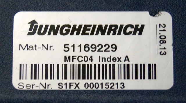 Jungheinrich 51169229 | MFC04 Index A Brake from ETV216 year 2013 sn. S1FX000152 - ECU - Anyagmozgató gép: 4 kép. Jungheinrich 51169229 | MFC04 Index A Brake from ETV216 year 2013 sn. S1FX000152 - ECU - Anyagmozgató gép: 4 kép.