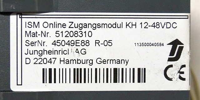 Jungheinrich 51208310 | ISM online data recorder KH 12-48 VDC 51308291 Sw. 03.00 - Elektromos rendszer - Anyagmozgató gép: 5 kép. Jungheinrich 51208310 | ISM online data recorder KH 12-48 VDC 51308291 Sw. 03.00 - Elektromos rendszer - Anyagmozgató gép: 5 kép.