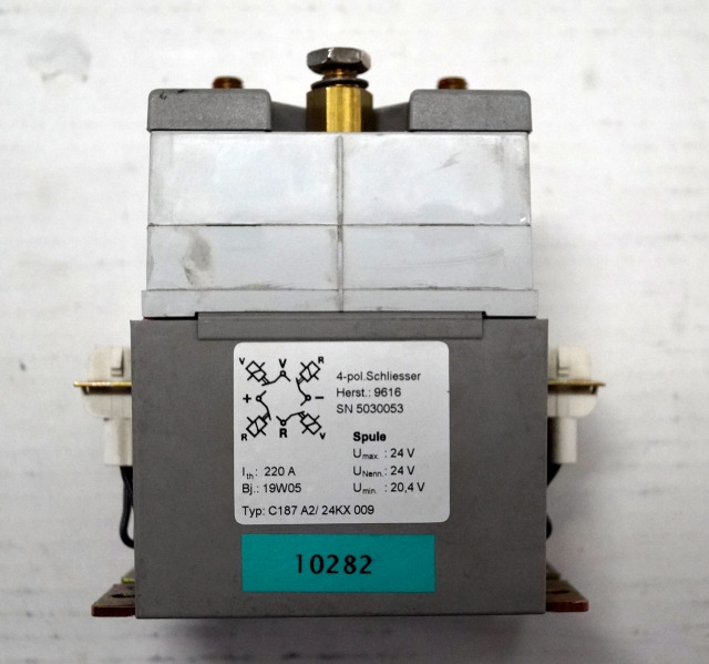 Jungheinrich unknown | Contactor 4 polig 24V120A C187 A2 24KX009 Contactor 4 polig 24V120A C187 A2 24KX009 - Elektromos rendszer - Anyagmozgató gép: 1 kép. Jungheinrich unknown | Contactor 4 polig 24V120A C187 A2 24KX009 Contactor 4 polig 24V120A C187 A2 24KX009 - Elektromos rendszer - Anyagmozgató gép: 1 kép.