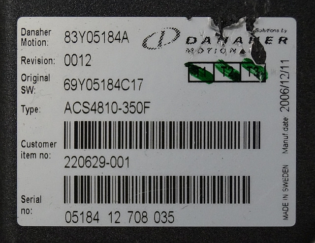 Toyota/BT 220629-001 | Danaher motion AC Superdrive motor controller 83Y05184A A - ECU - Anyagmozgató gép: 2 kép. Toyota/BT 220629-001 | Danaher motion AC Superdrive motor controller 83Y05184A A - ECU - Anyagmozgató gép: 2 kép.