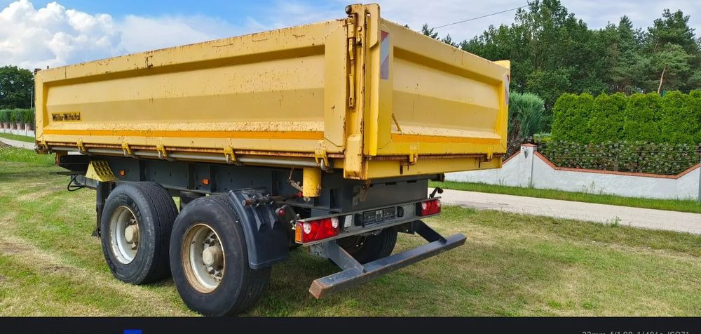 Meiller Przyczepa Tandem R180 | Kipper Wywrotka trójstronna | Bordmatik- Manual | Zawieszenie pneumatyczne | Stan idealny | - Pótkocsi billenőplatós: 1 kép. Meiller Przyczepa Tandem R180 | Kipper Wywrotka trójstronna | Bordmatik- Manual | Zawieszenie pneumatyczne | Stan idealny | - Pótkocsi billenőplatós: 1 kép.
