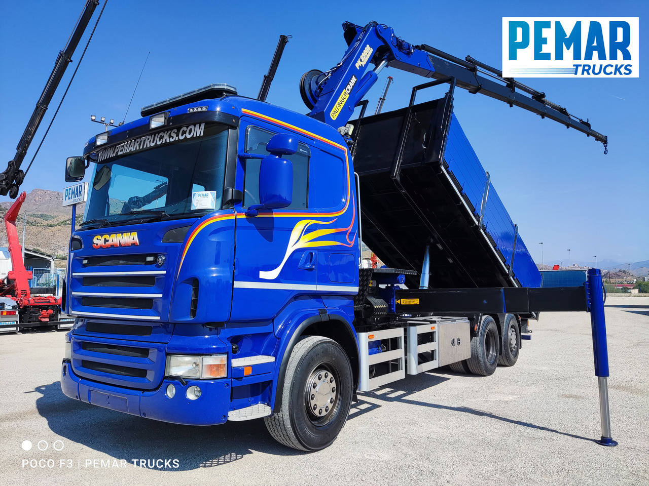 SCANIA R 420 6X2 GRUA PALFINGER PK 23002 BASCULANTE - Billenőplatós teherautó, Darus autó: 1 kép. SCANIA R 420 6X2 GRUA PALFINGER PK 23002 BASCULANTE - Billenőplatós teherautó, Darus autó: 1 kép.
