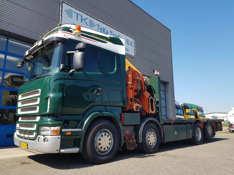 Scania R420 8x2 HIAB 800E-7 Hipro 80 ton/meter Winch Retarder - Platós teherautó: 2 kép. Scania R420 8x2 HIAB 800E-7 Hipro 80 ton/meter Winch Retarder - Platós teherautó: 2 kép.