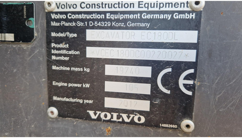 Volvo EC180DL - Lánctalpas kotró: 5 kép. Volvo EC180DL - Lánctalpas kotró: 5 kép.