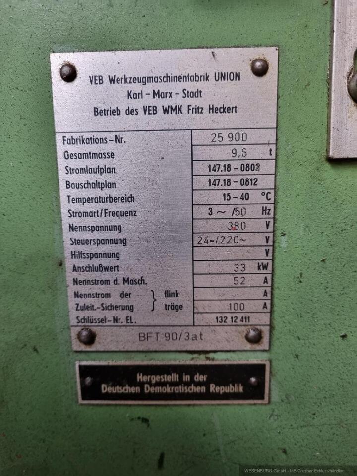 WMW Tischbohr- und Fäswerk UNION BFT 90-3 - Szerszámgép: 5 kép. WMW Tischbohr- und Fäswerk UNION BFT 90-3 - Szerszámgép: 5 kép.
