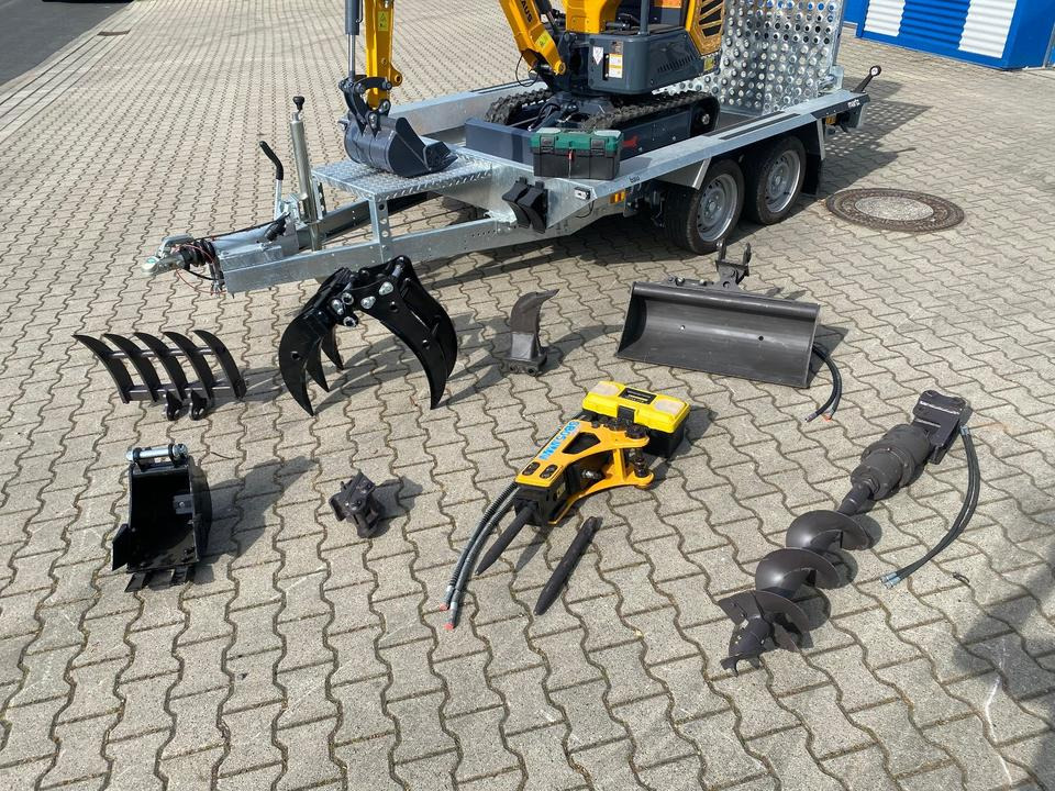 Minibagger BK1250JS + Tieflader + Zubehör *INKL.19% MWST*KUBOTA*BERGER KRAUS*JOYSTICK*SOFORT!* - Minikotró: 3 kép. Minibagger BK1250JS + Tieflader + Zubehör *INKL.19% MWST*KUBOTA*BERGER KRAUS*JOYSTICK*SOFORT!* - Minikotró: 3 kép.