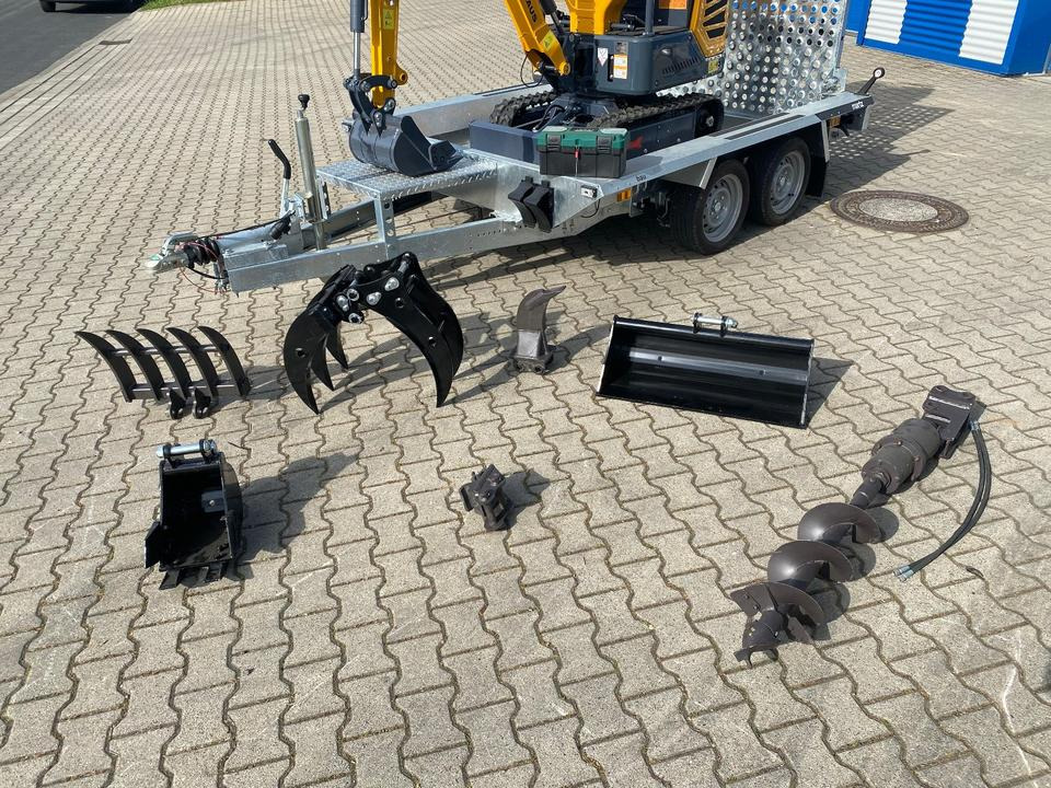 Minibagger BK1250JS + Tieflader + Zubehör *INKL.19% MWST*KUBOTA*BERGER KRAUS*JOYSTICK*SOFORT!* - Minikotró: 3 kép. Minibagger BK1250JS + Tieflader + Zubehör *INKL.19% MWST*KUBOTA*BERGER KRAUS*JOYSTICK*SOFORT!* - Minikotró: 3 kép.