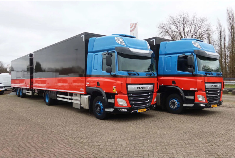 DAF CF 410 Bakwagen+Trailer met klep 2.000 kg. 6 Stuks in voorraad. Price 49.500,-- euro netto. - Dobozos felépítményű teherautó: 2 kép. DAF CF 410 Bakwagen+Trailer met klep 2.000 kg. 6 Stuks in voorraad. Price 49.500,-- euro netto. - Dobozos felépítményű teherautó: 2 kép.