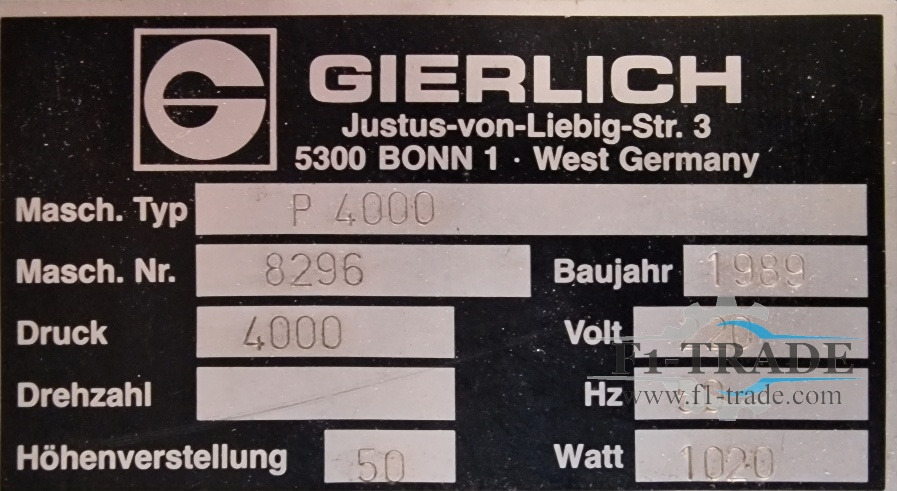 Nyomdagép Gierlich P 4000: 6 kép.