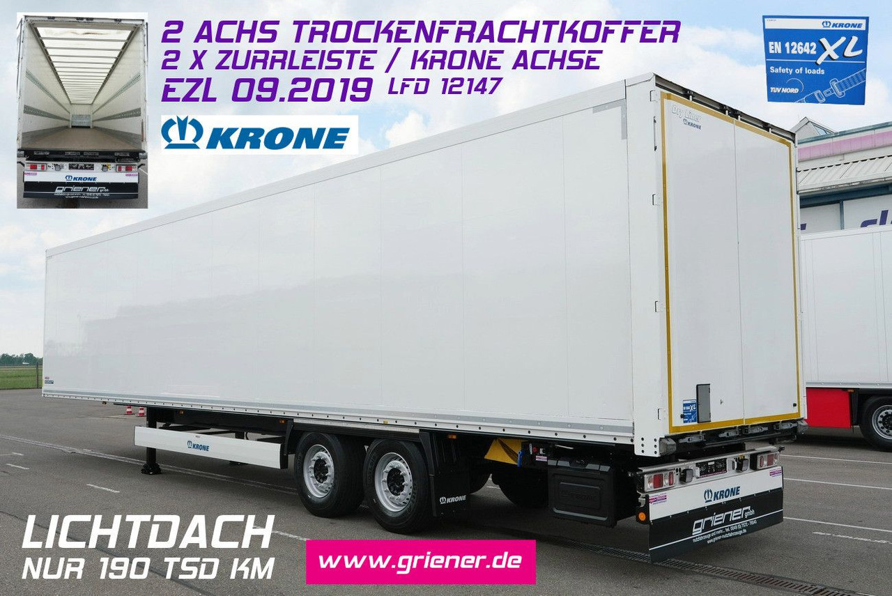 Krone SZK 18/ LICHTDACH / ZURRLEISTE nur 190 tsd km - Félpótkocsi dobozos: 1 kép. Krone SZK 18/ LICHTDACH / ZURRLEISTE nur 190 tsd km - Félpótkocsi dobozos: 1 kép.