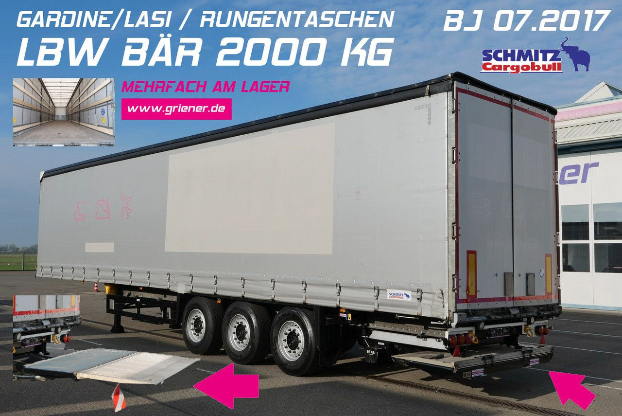 Schmitz Cargobull 5 x SCS 24/ LBW 2000 kg / LASI / RUNGENTASCHEN - Ponyvás félpótkocsi: 1 kép. Schmitz Cargobull 5 x SCS 24/ LBW 2000 kg / LASI / RUNGENTASCHEN - Ponyvás félpótkocsi: 1 kép.