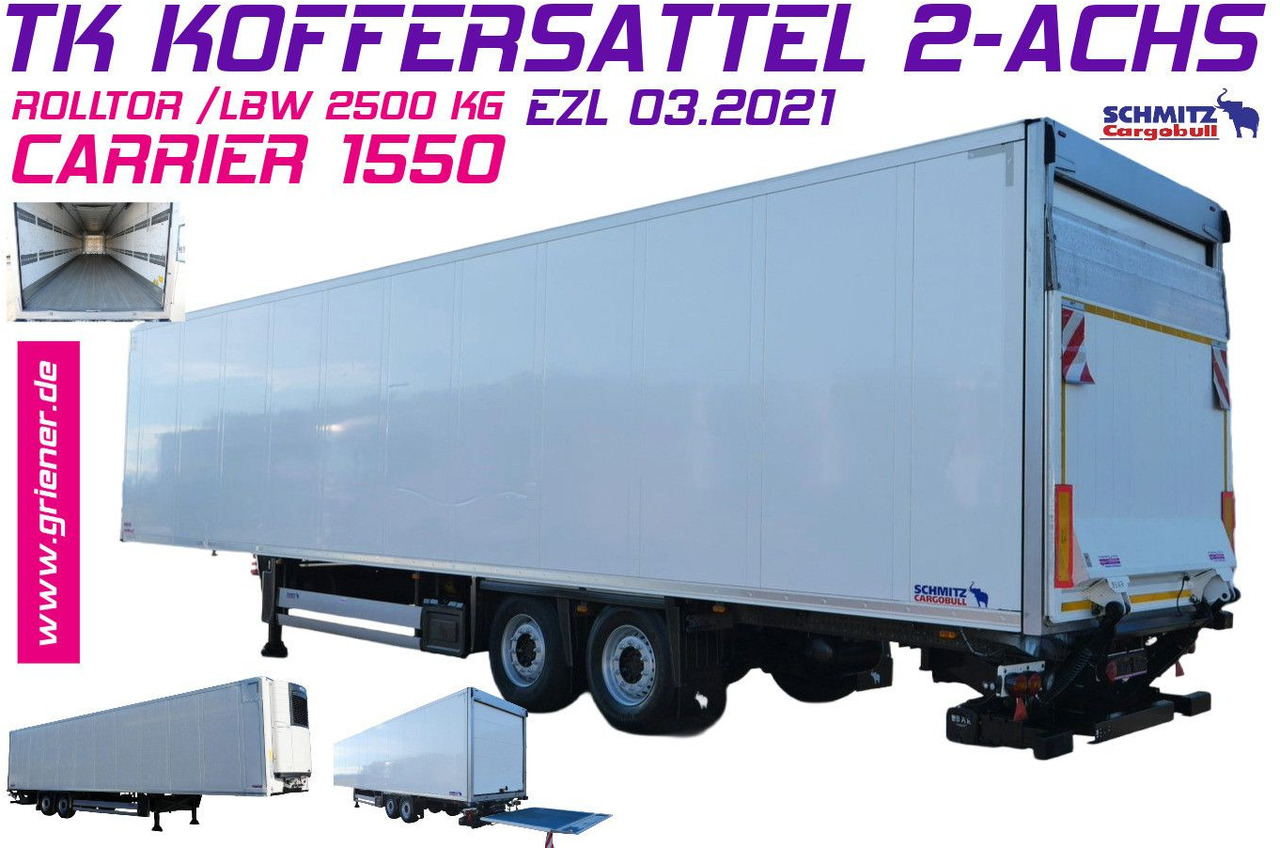 Schmitz Cargobull SKO 18 /LBW BÄR 2500 kg / CARRIER 1550 / ROLLTOR - Félpótkocsi hűtős: 1 kép. Schmitz Cargobull SKO 18 /LBW BÄR 2500 kg / CARRIER 1550 / ROLLTOR - Félpótkocsi hűtős: 1 kép.