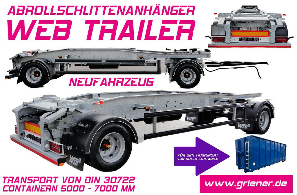 Web-Trailer ARA 18/ DIN 30722 / 5000 - 7000 mm/19,5 VERZINKT - Multiliftes/ Konténerszállító pótkocsi: 1 kép. Web-Trailer ARA 18/ DIN 30722 / 5000 - 7000 mm/19,5 VERZINKT - Multiliftes/ Konténerszállító pótkocsi: 1 kép.