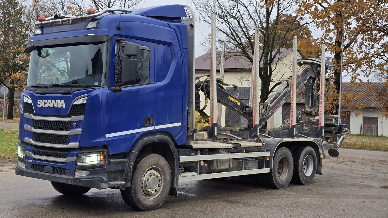 SCANIA R450 - Rönkszállító teherautó, Darus autó: 1 kép. SCANIA R450 - Rönkszállító teherautó, Darus autó: 1 kép.
