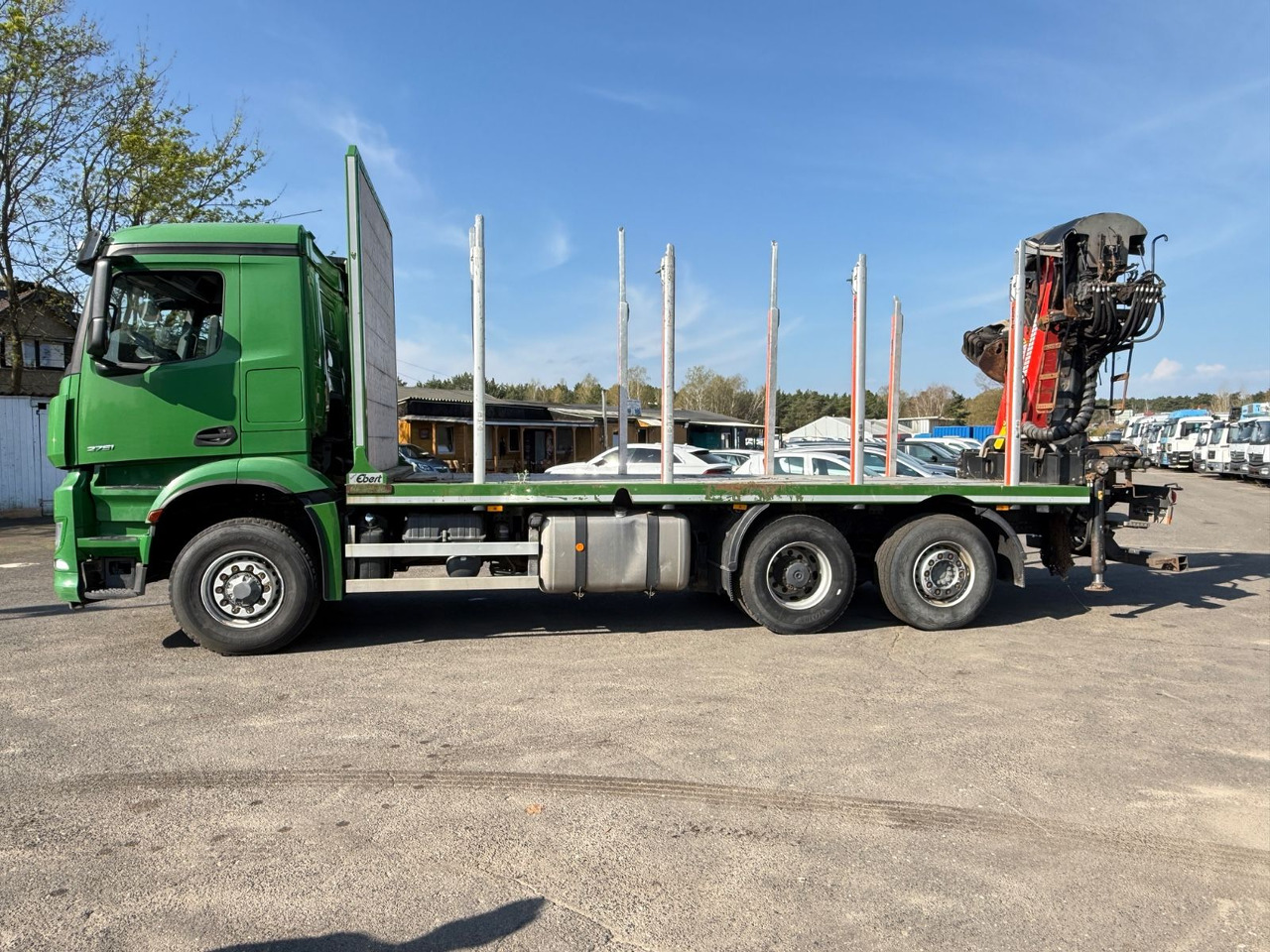 Rönkszállító teherautó, Darus autó Mercedes-Benz Actros 2571 Holztransporter mit Kran: 6 kép.