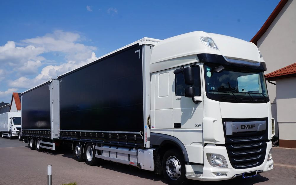 DAF XF 480 EURO 6 ZESTAW TANDEM PRZEJAZDOWY 120 M3 7,7 M + 7,7 M WECON - Ponyvás teherautó: 1 kép. DAF XF 480 EURO 6 ZESTAW TANDEM PRZEJAZDOWY 120 M3 7,7 M + 7,7 M WECON - Ponyvás teherautó: 1 kép.