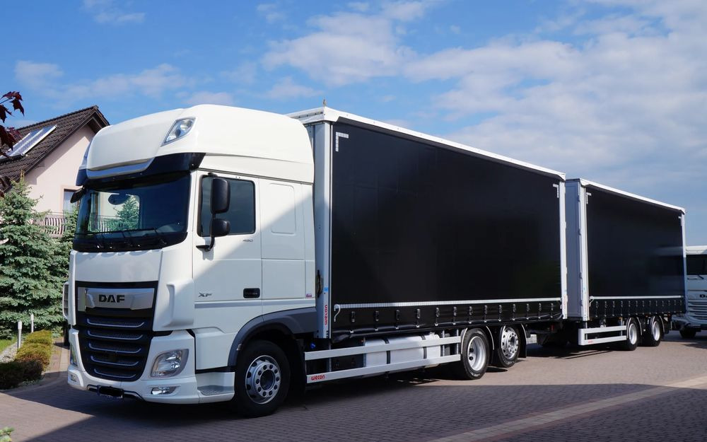 DAF XF 480 EURO 6 ZESTAW TANDEM PRZEJAZDOWY 120 M3 7,7 M + 7,7 M WECON - Ponyvás teherautó: 2 kép. DAF XF 480 EURO 6 ZESTAW TANDEM PRZEJAZDOWY 120 M3 7,7 M + 7,7 M WECON - Ponyvás teherautó: 2 kép.